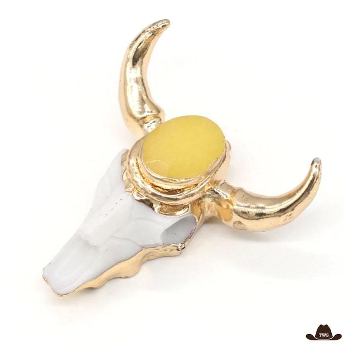 Collier Pendentif Crâne de Buffle Jaune