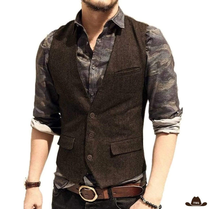 Gilet Cowboy Homme Marron