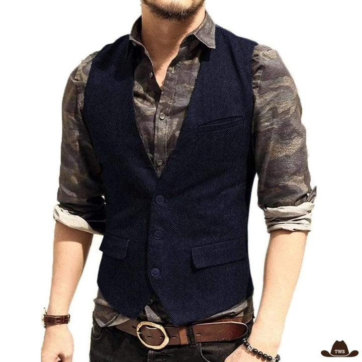 Gilet Cowboy Homme Bleu