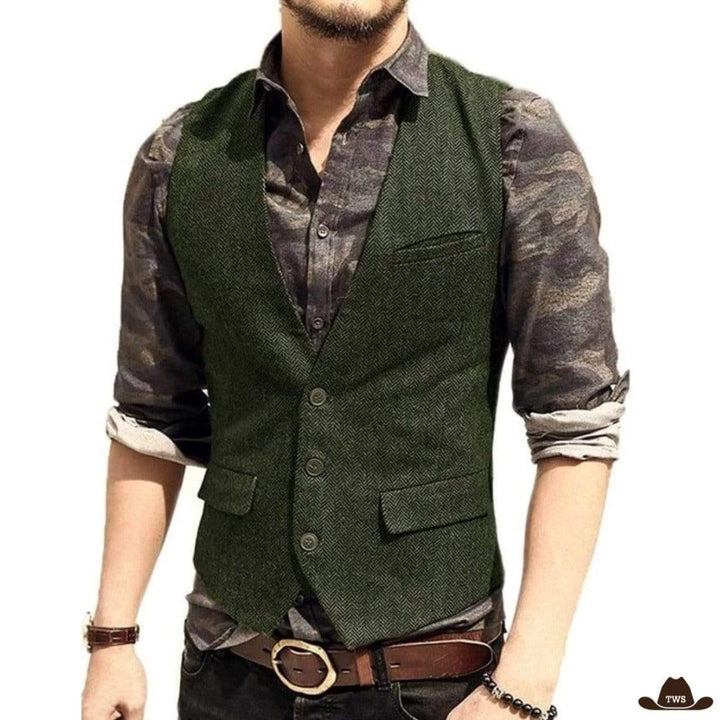 Gilet Cowboy Homme Vert