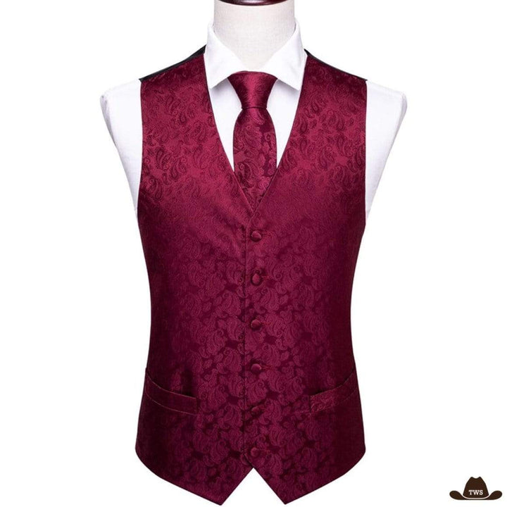 Gilet Cowboy Homme Luxe Bordeaux