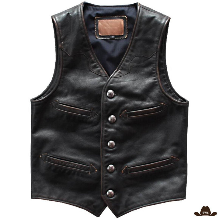 Gilet Cuir Cowboy Homme