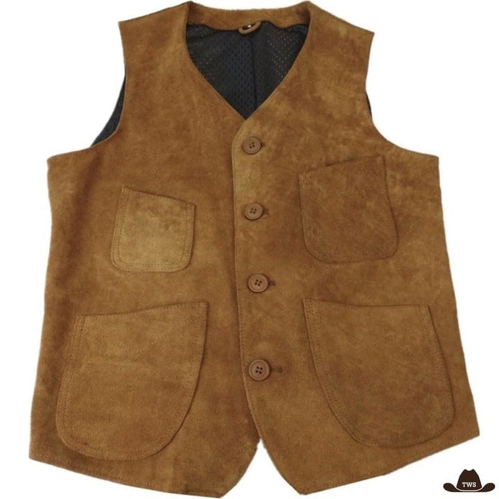 Gilet Cuir Suède Homme Western