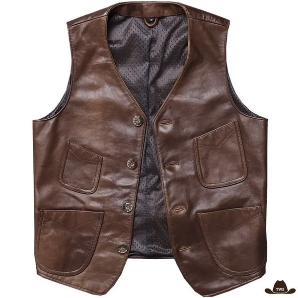 Gilet en Cuir Sans Manches