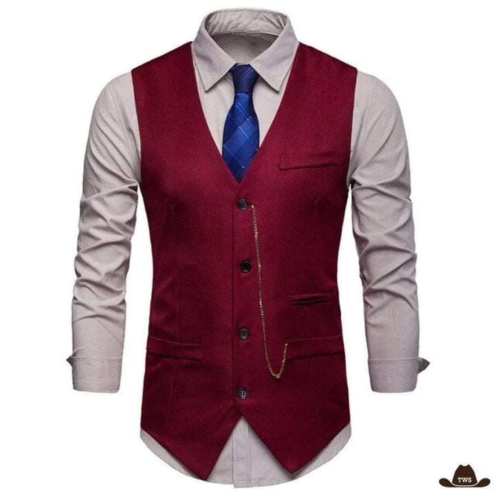 Gilet Homme Style Cowboy Bordeaux