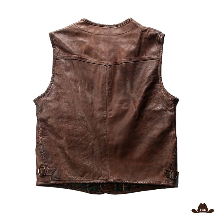 gilet homme sans manche cuir western