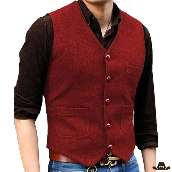 Gilet Homme Western Rouge