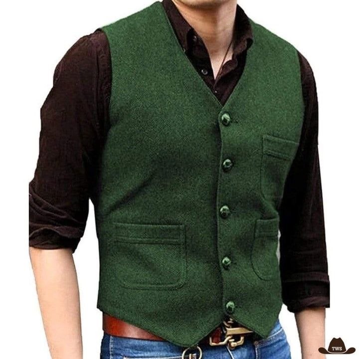 Gilet Homme Western Vert