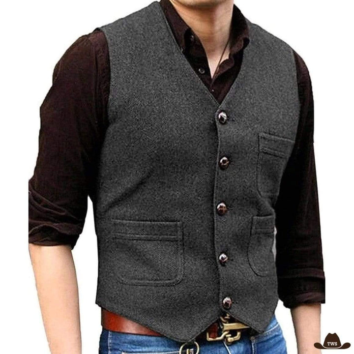 Gilet Homme Western Gris