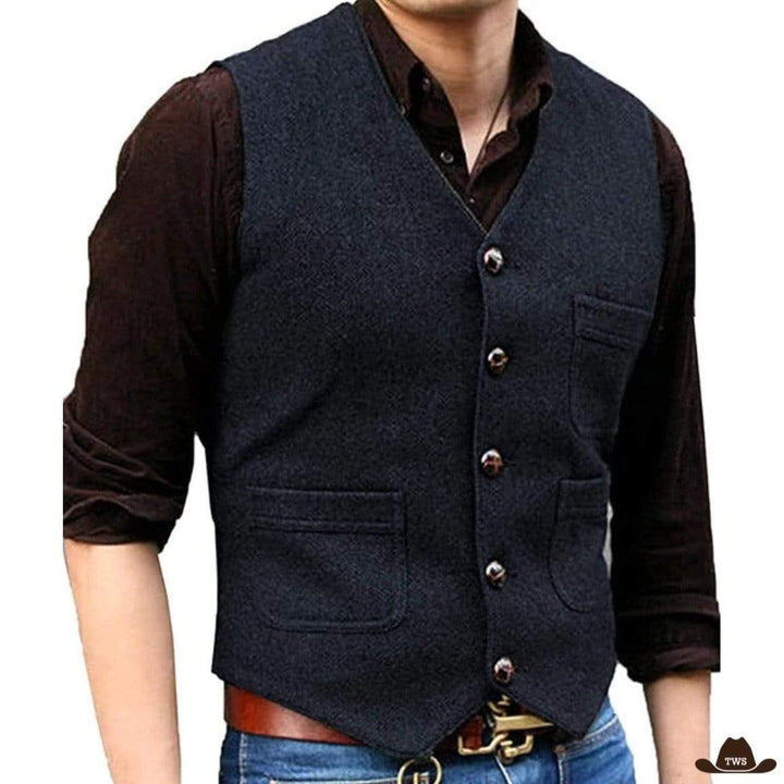 Gilet Homme Western Bleu Marine