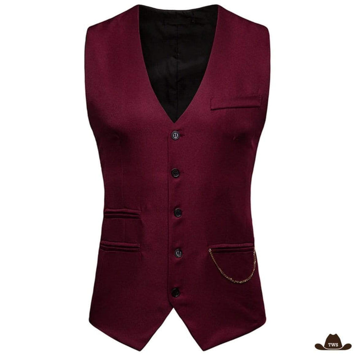 Gilet Sans Manches Style Western Bordeaux