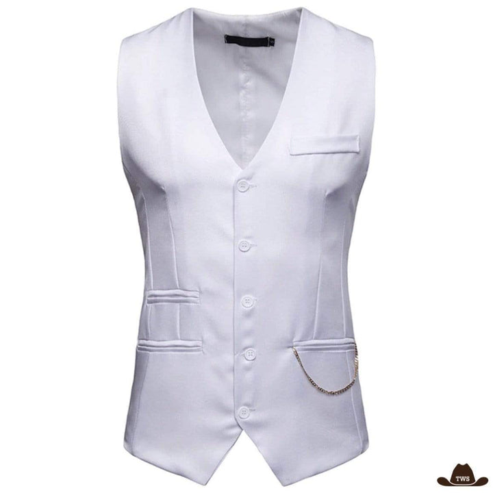 Gilet Sans Manches Style Western Blanc