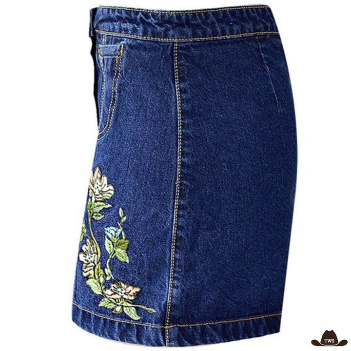 Jupe Jeans Western Brodée