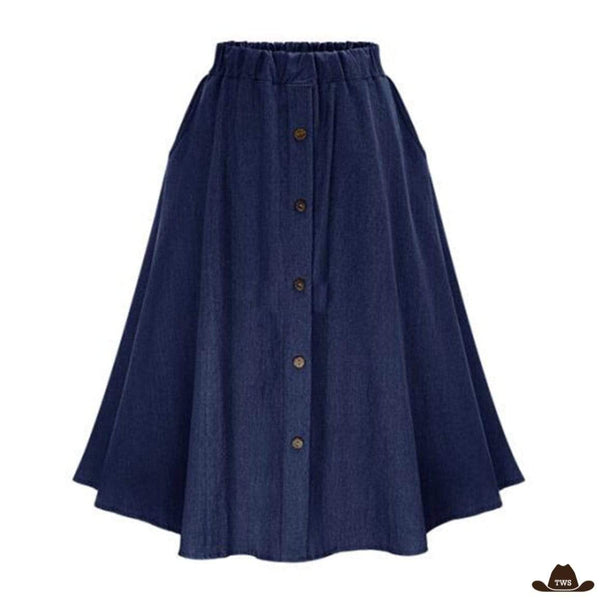 Jupe Longue Bleu Marine Style Western 