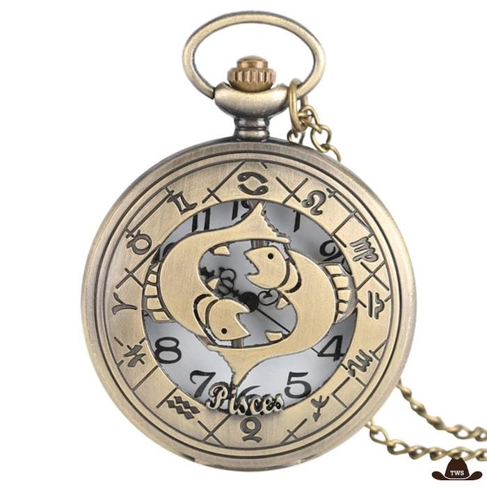 Montre de Poche Signe Zodiaque Poissons