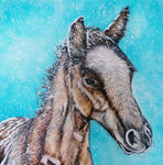 Peinture Western Poulain (Mustang) dans la tempête