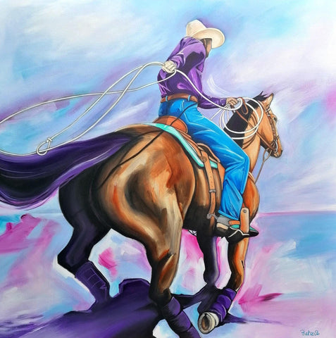 Peinture Western "Purple Cow-Boy"