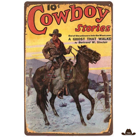Plaque Métal Cowboy Stories