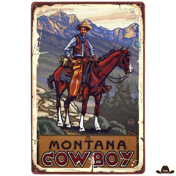 Plaque Métal Montana Cowboy