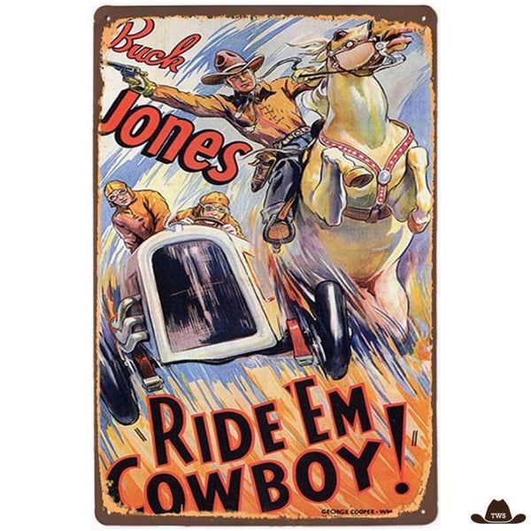 Plaque Métal Ride Em Cowboy