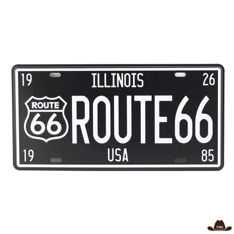 Plaque Métal Route 66 Noire