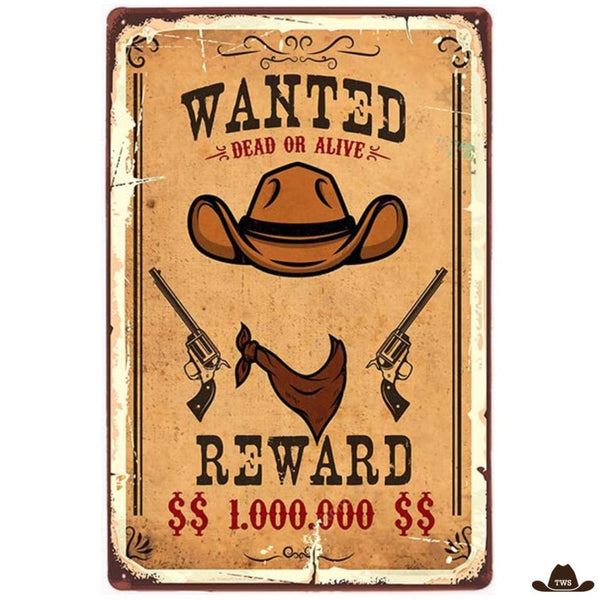 Plaque Métal Wanted 1.000.000 $