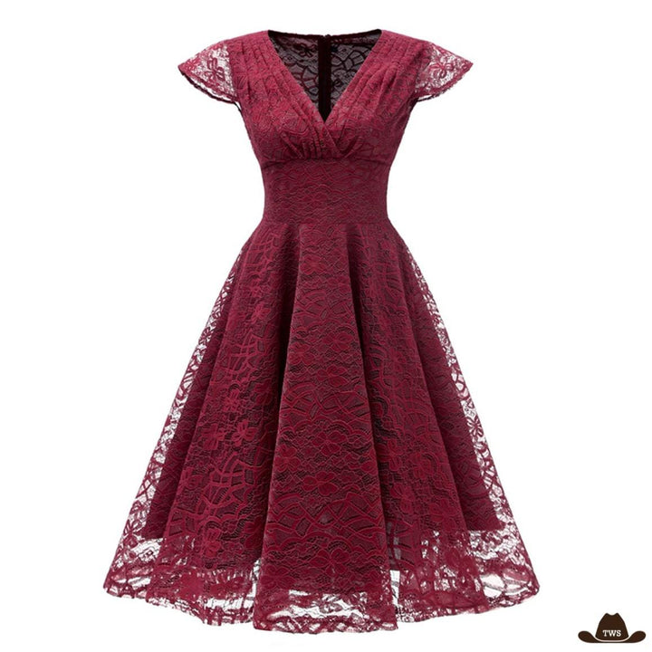 Robe de Soirée Cowboy Grande Taille Bordeaux