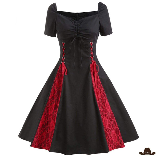 Robe Longue Rouge et Noire Western