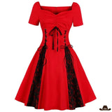 robe-longue-froufrous-rouge-et-noire-western