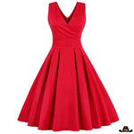 robe-avec-un-noeud-derriere-western-rouge