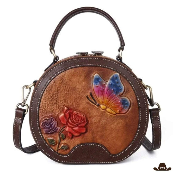 Sac Cuir Fleuri