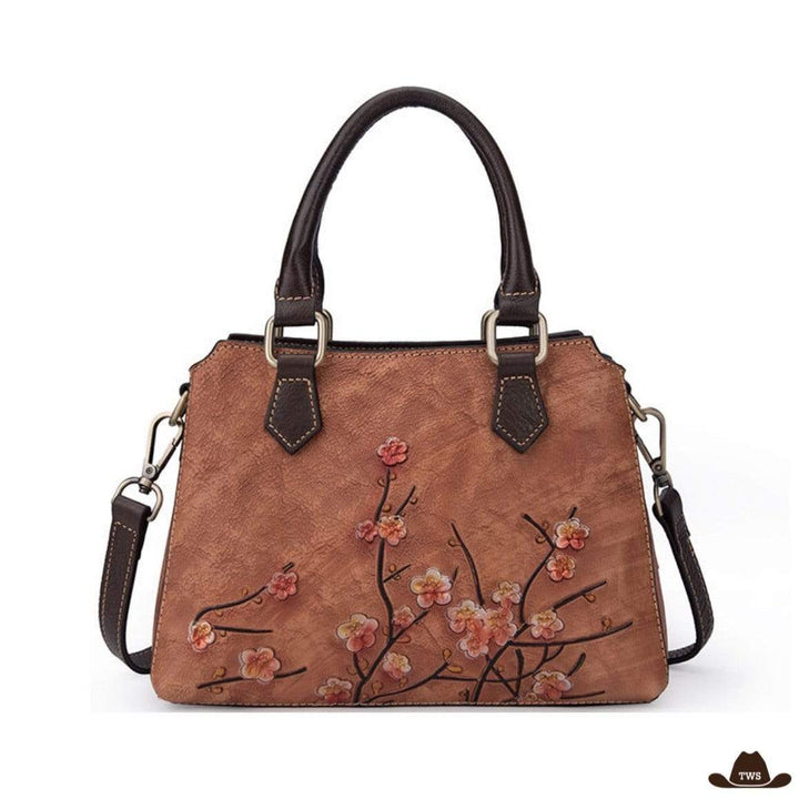 Sac en Cuir Motif Floral