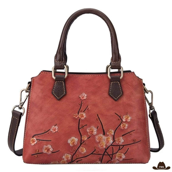 Sac Cuir Motif Floral