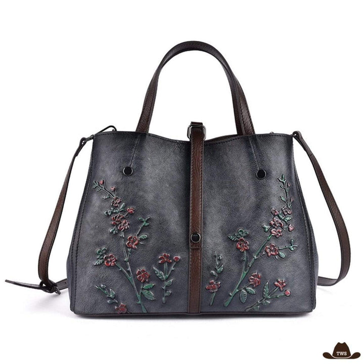 Sac Motif Floral Gris