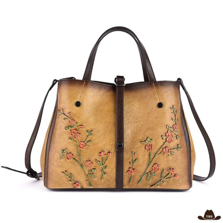 Sac Motif Floral Beige