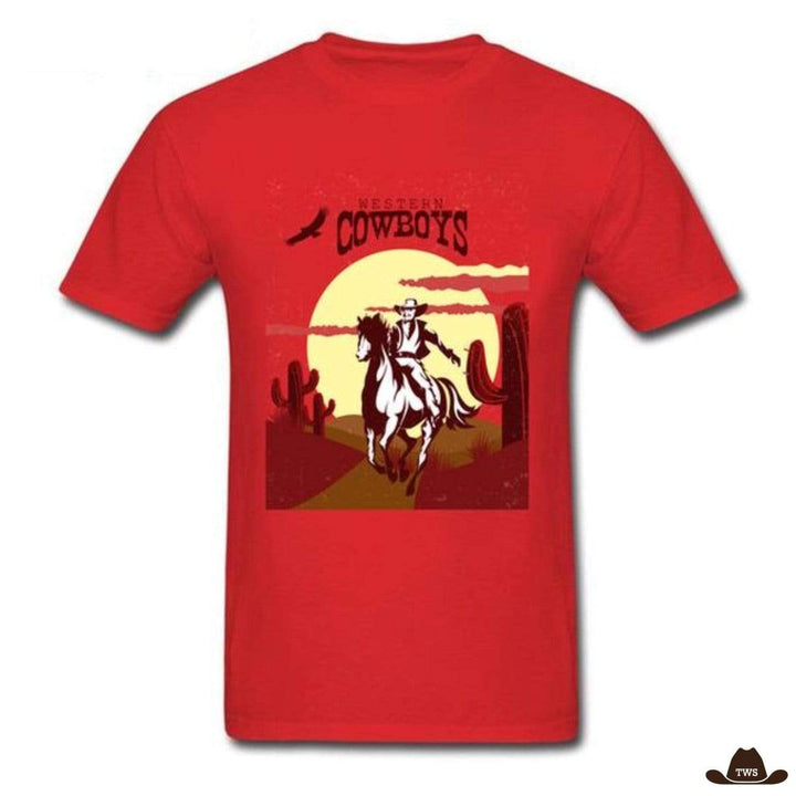 T-Shirt Western Spaghetti - rouge