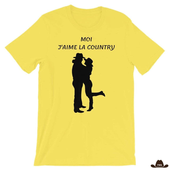 T-Shirt Moi J'Aime La Country Jaune