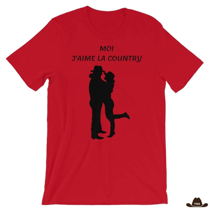 T-Shirt Moi J'Aime La Country Rouge