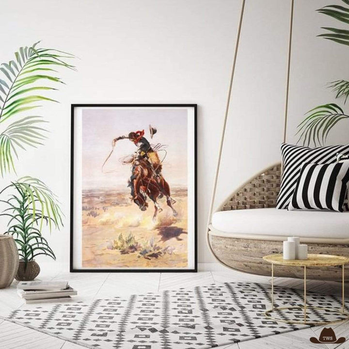 Peinture cowboy rodeo - salon