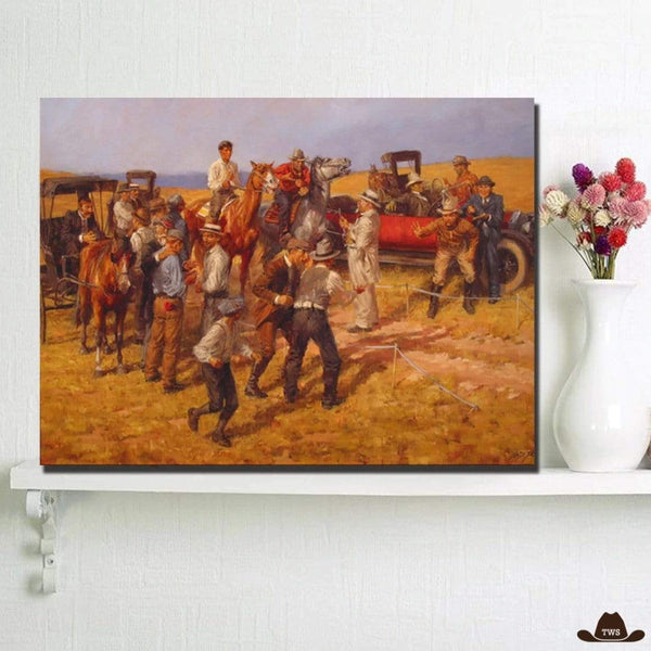 Tableau Peinture Chariot Western