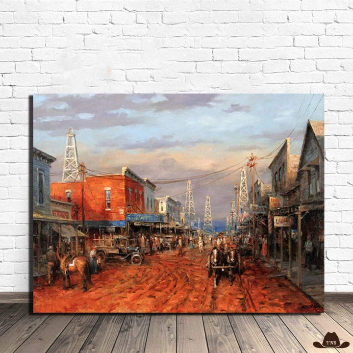 Tableau Peinture Village Western