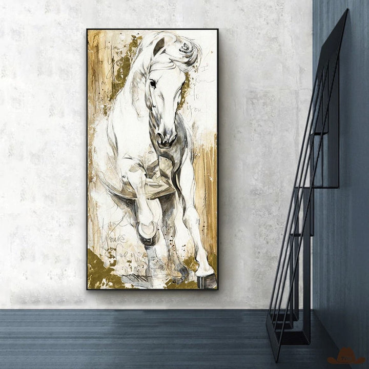 tableau cheval noir et blanc