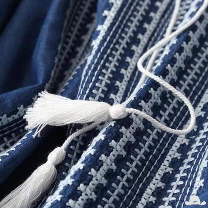 Tunique western en jean brodée - broderies de qualité supérieure