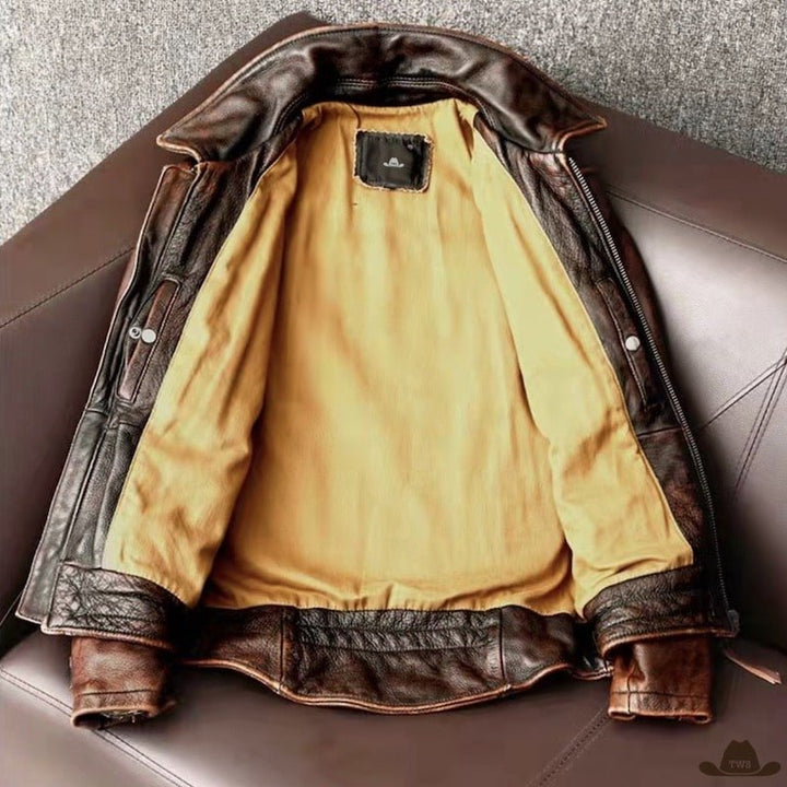 Veste Cowboy en Cuir Homme Intérieur