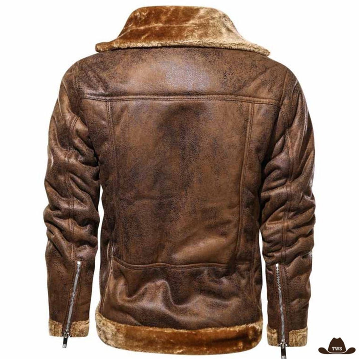 Veste Pour Homme Style Western Col Fourrure