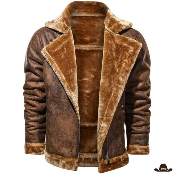 Veste Homme Style Western Col Fourrure