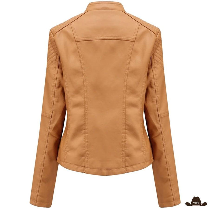 Veste Simili Cuir Western Femme Marron Clair